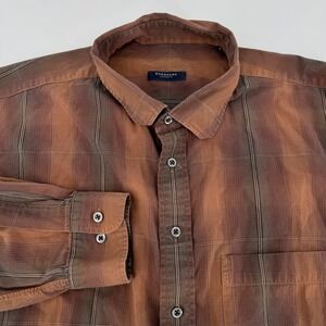 Burberry London Mens XXL Brown Plaid Button Down Long Sleeve Cotton Shirt